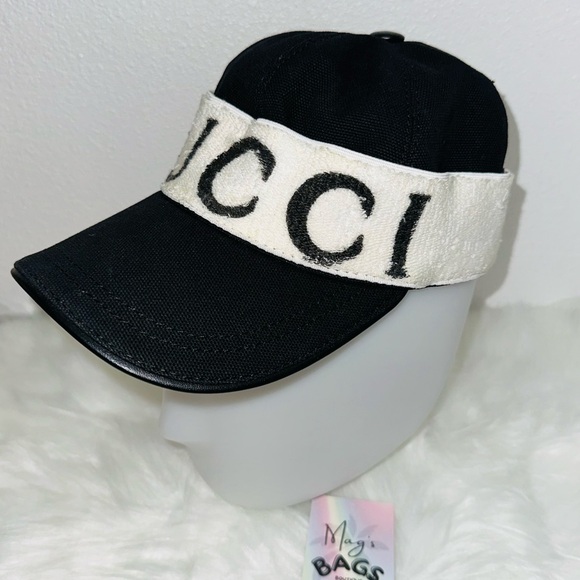 Gucci: Baseball Cap Gabardine Logo Terry Headband Hat - Picture 5 of 16